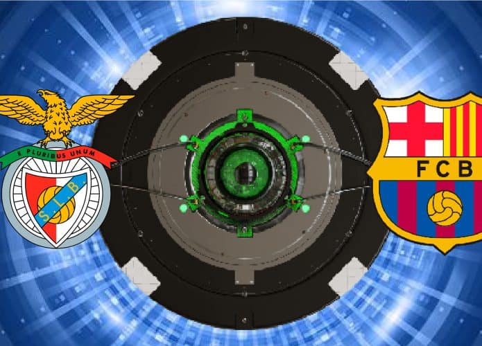 Escudos de Benfica e Barcelona