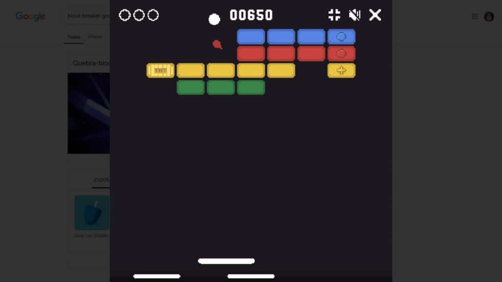 Print do jogo Block Breaker do Google 