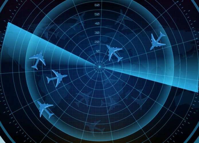 Simulação de radar de aviões om vários deles