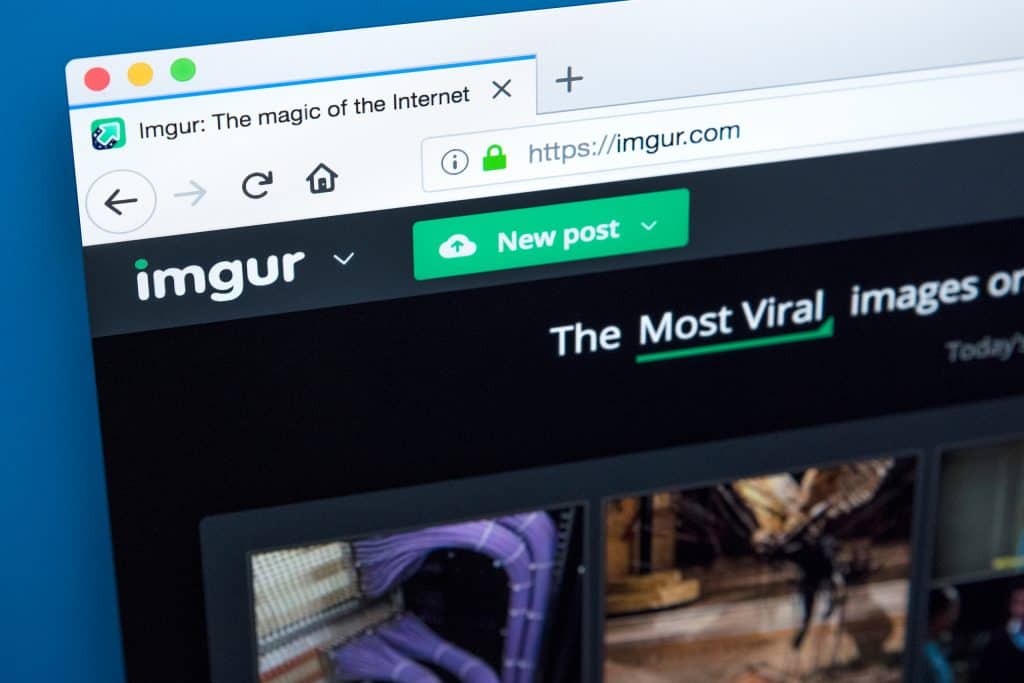 Página do Imgur em um navegador de internet
