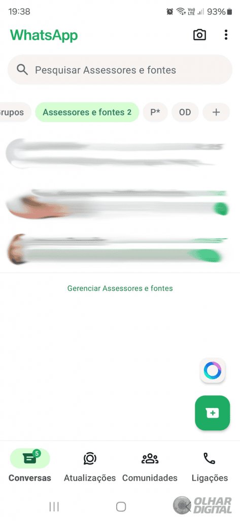 Exemplo de lista criada no WhatsApp