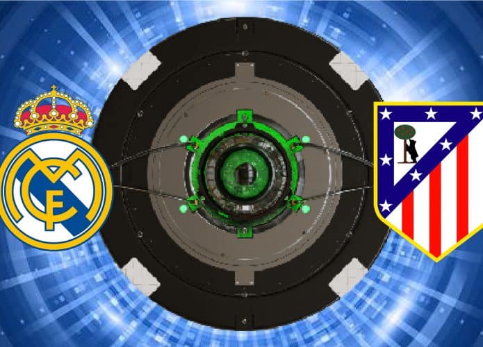Escudos de Real Madrid e Atlético de Madrid