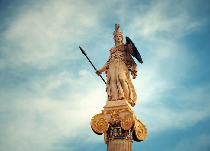 estátua da deusa atena, na grécia