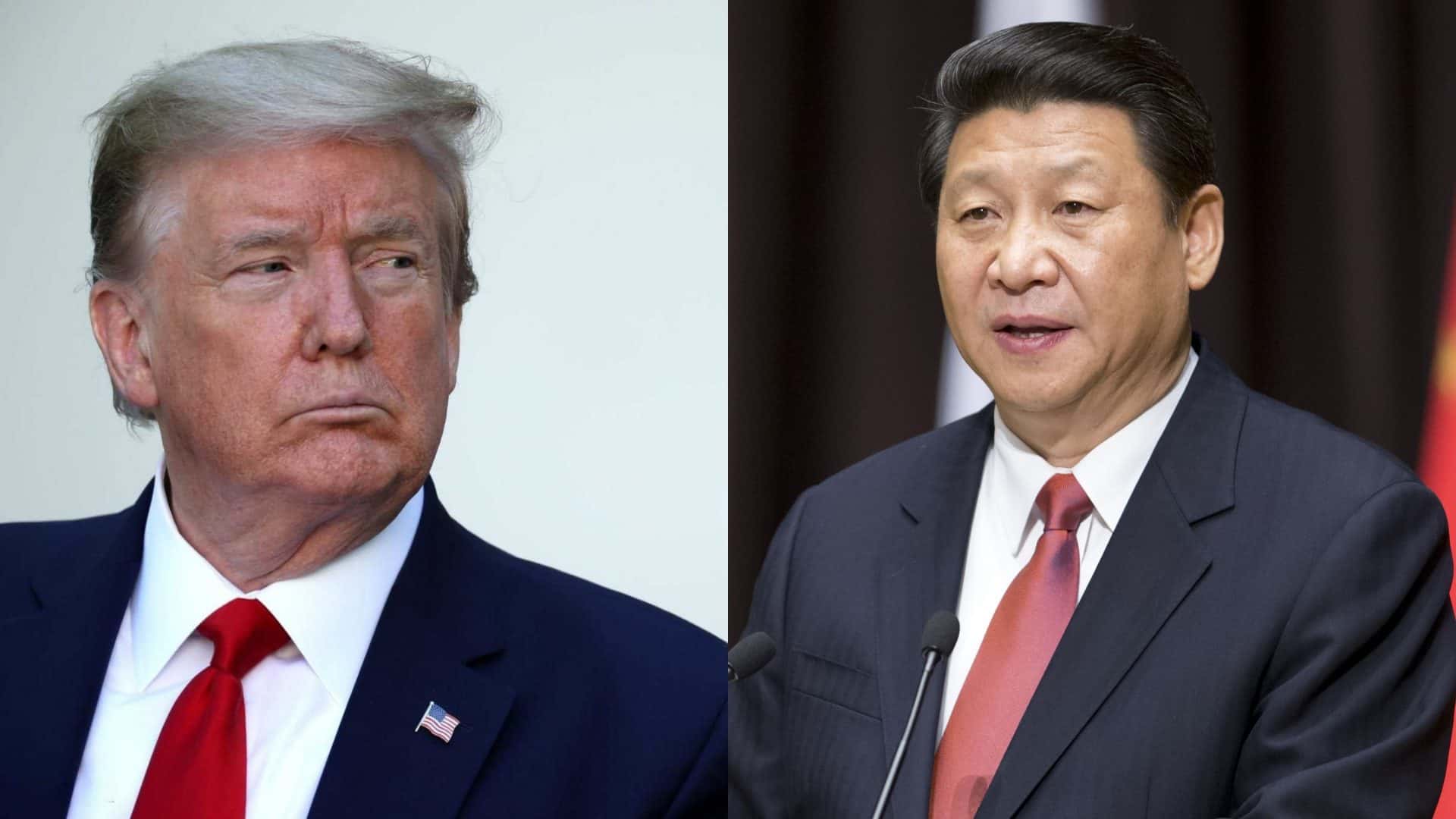 Montagem com fotos de Donald Trump e Xi Jinping