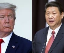 Montagem com fotos de Donald Trump e Xi Jinping