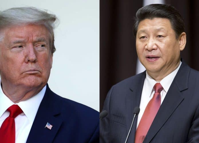 Montagem com fotos de Donald Trump e Xi Jinping