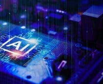 Ilustração de inteligência artificial em chip