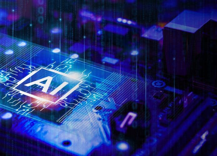 Ilustração de inteligência artificial em chip