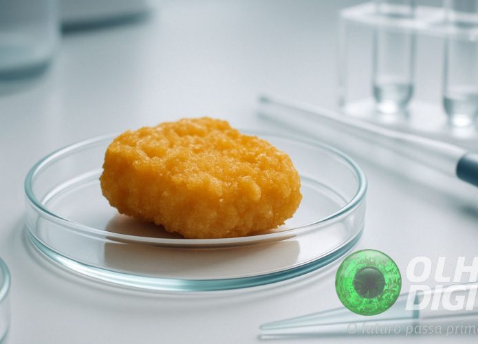 Ilustração realista de nugget em placa de Petri em laboratório