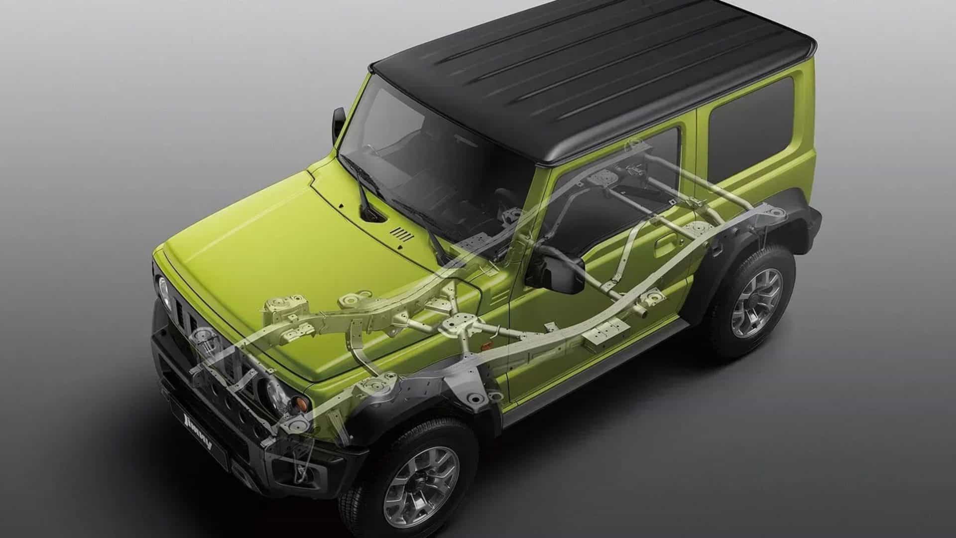 Ilustração de raio-x do Jimny Sierra, da Suzuki