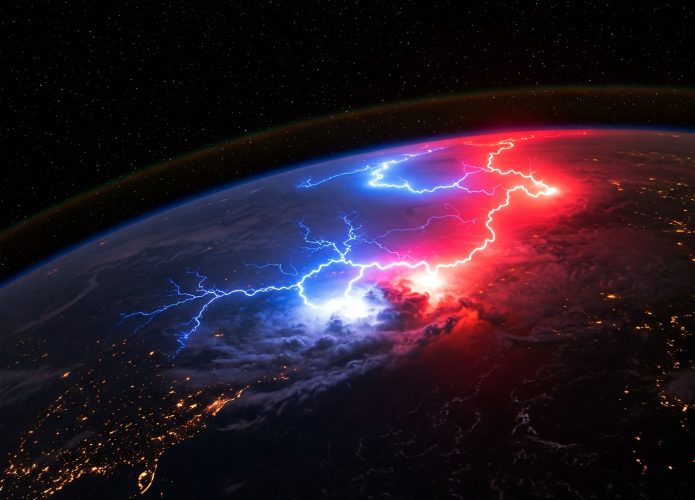 Astronauta da ISS filma raro relâmpago colorido do espaço