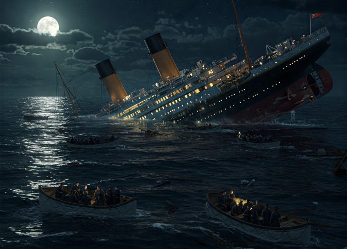 Titanic afundando