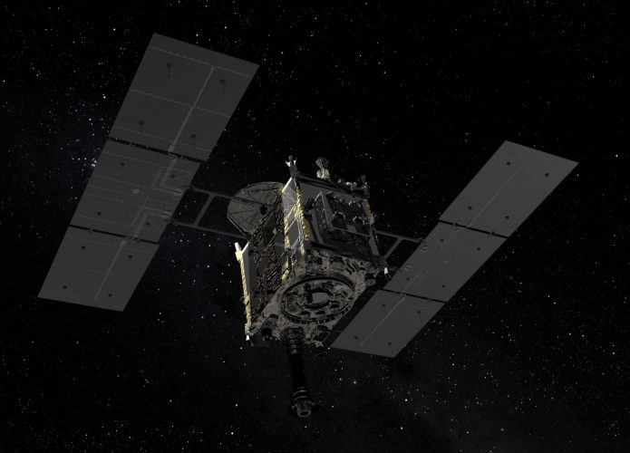 Ilustração da sonda Hayabusa2 no espaço