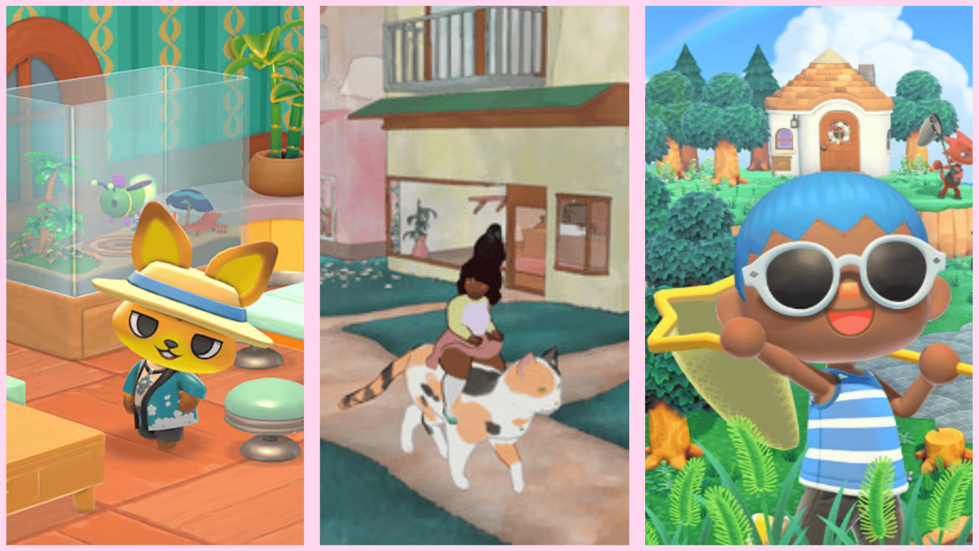 Cozy games: Hello Kitty Island Adventure (via Sanrio), Calico (via Peachy Keen Games), Animal Crossing: New Horizons (via Nintendo)/Olhar Digital