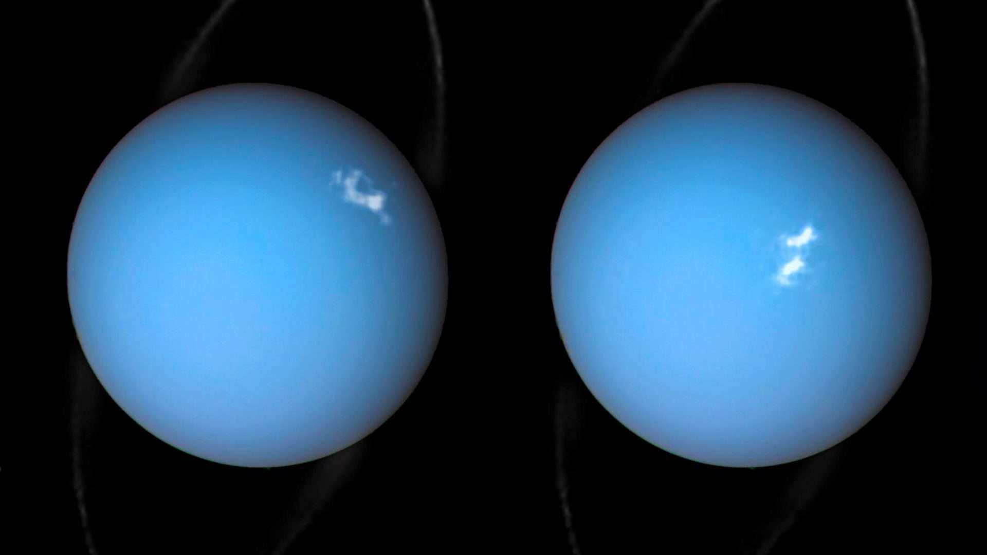 Imagem das auroras em Urano pela NASA
