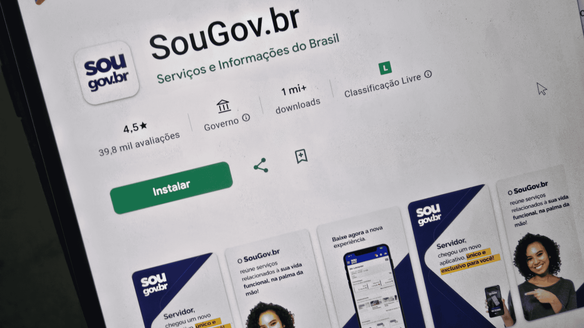 Tela do SOUGOV na Play Store