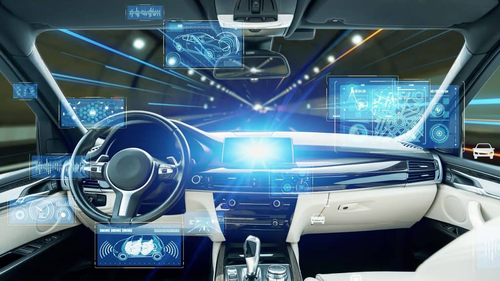 Imagem ilustrativa de carro com  ADAS (Advanced Driver-Assistance Systems)