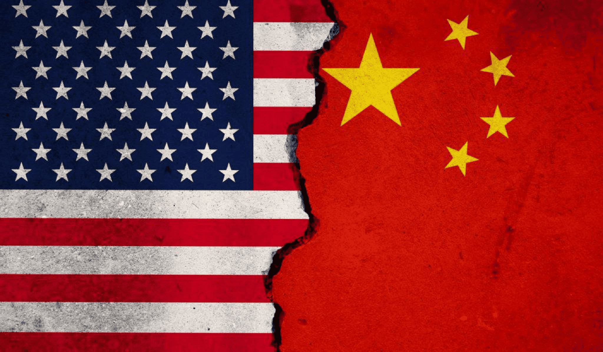 Bandeiras de EUA e China lado a lado