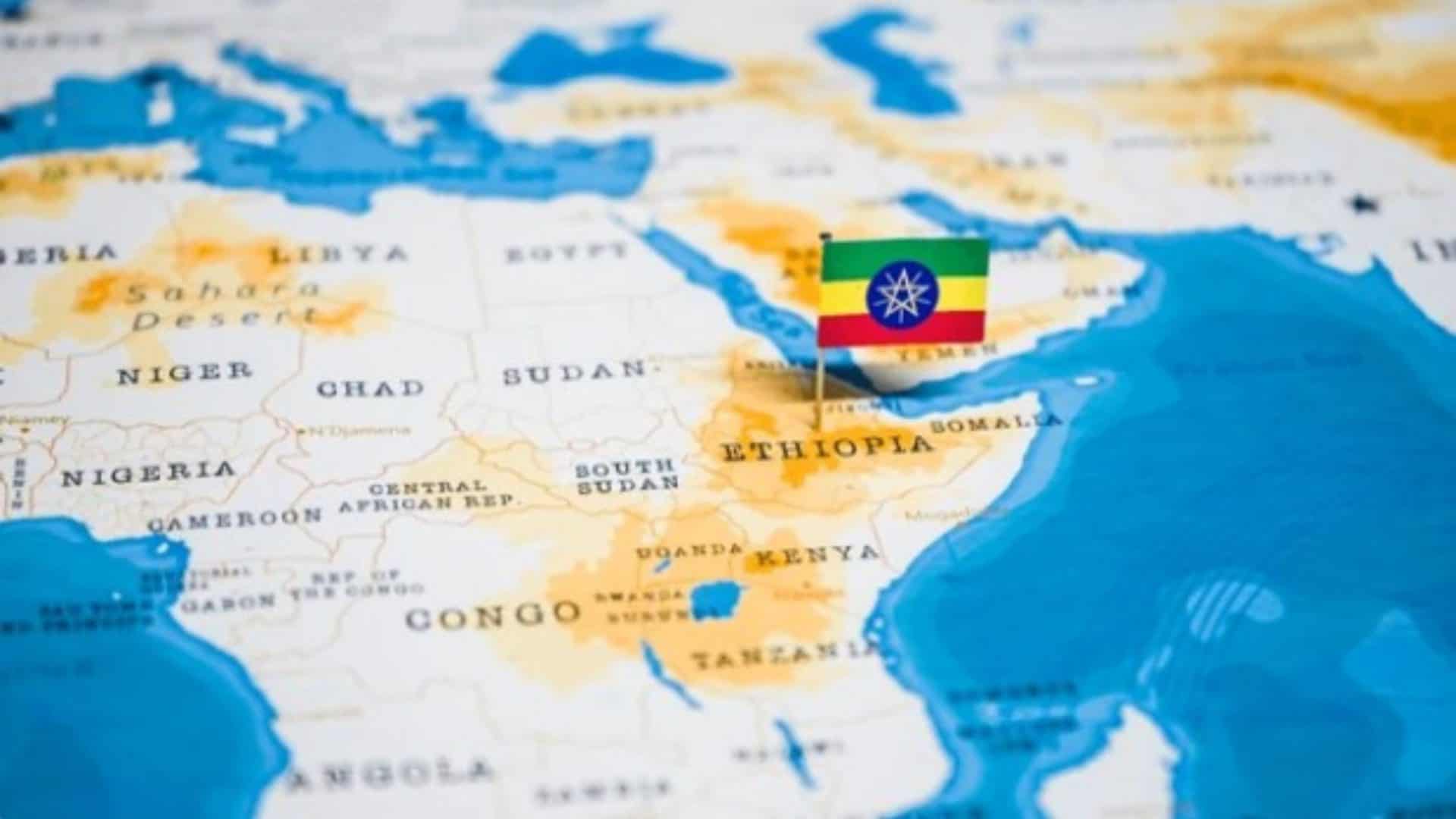 mapa da áfrica mostrando a etiopia