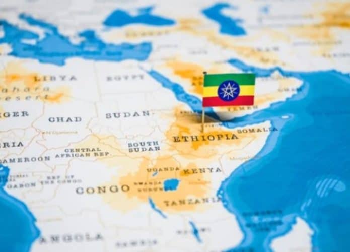 mapa da áfrica mostrando a etiopia