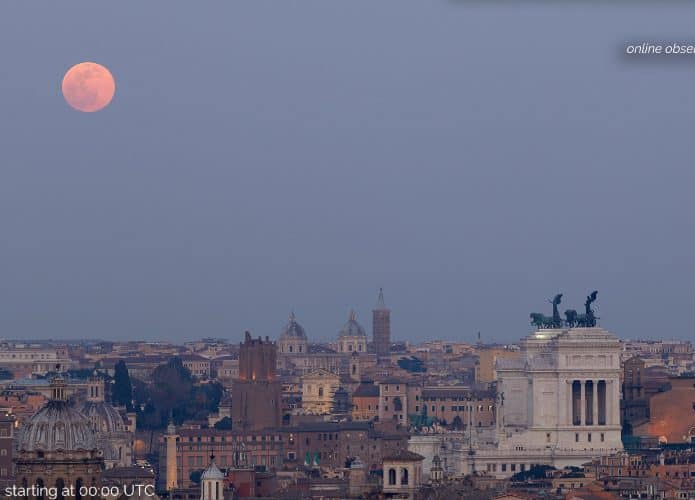 Lua Rosa de abril, vista no céu da Itália