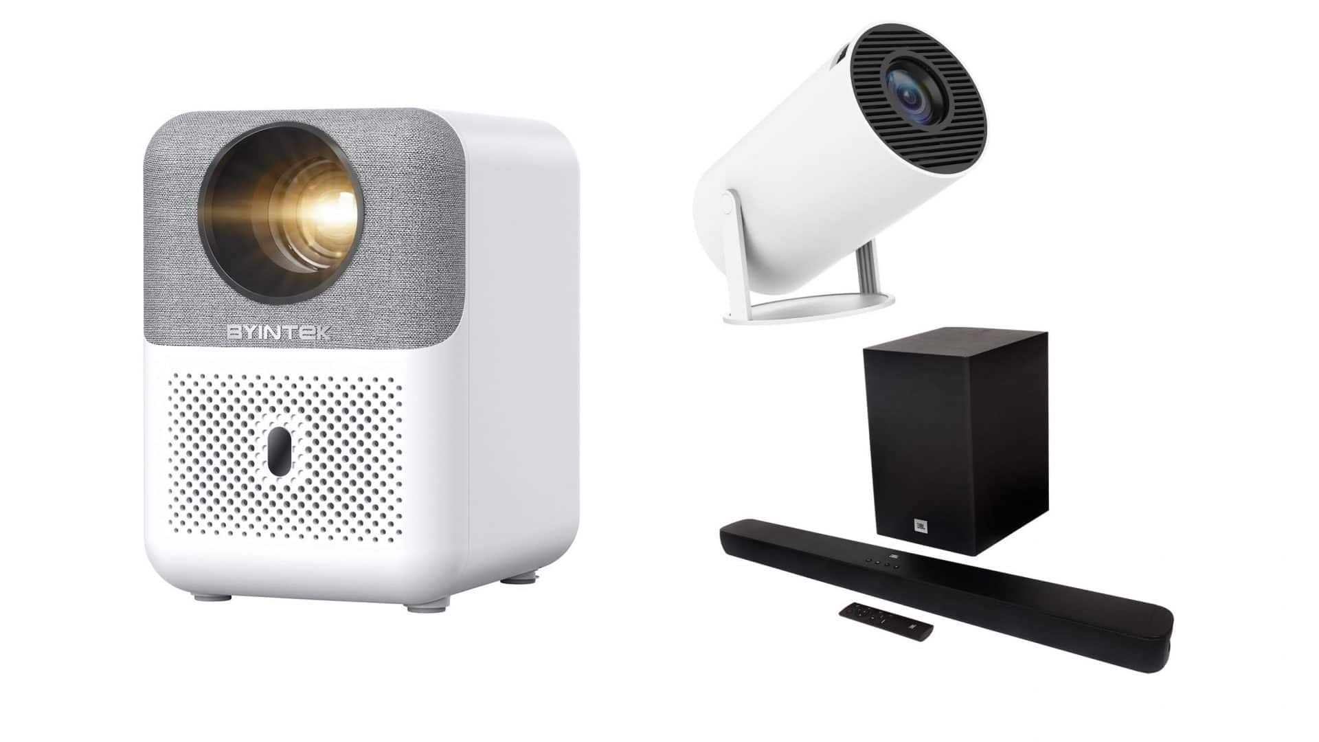 Projetores e soundbars em oferta