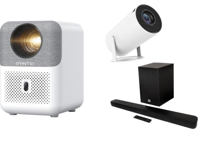 Projetores e soundbars em oferta