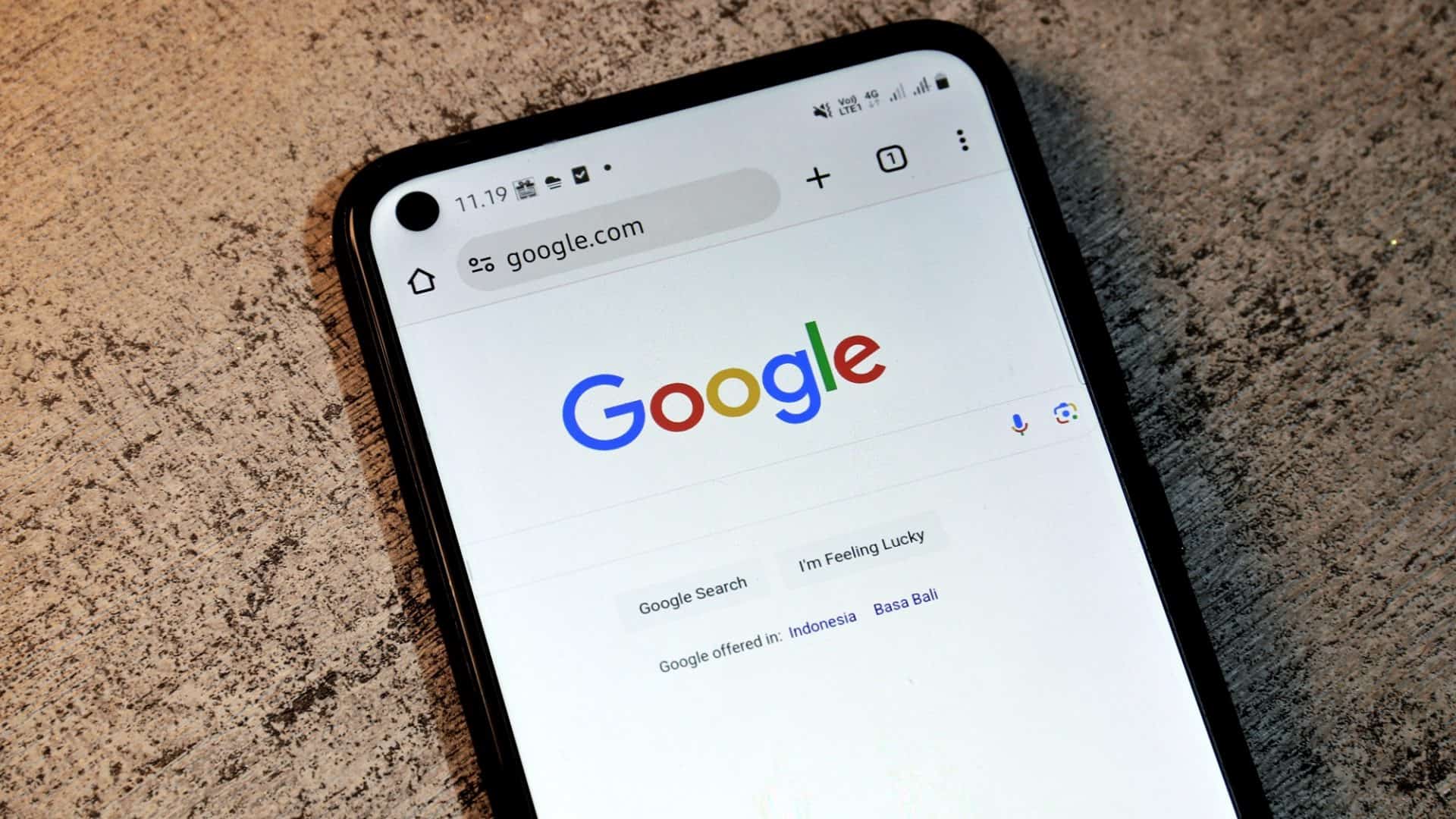 Logo do Google em um smartphone