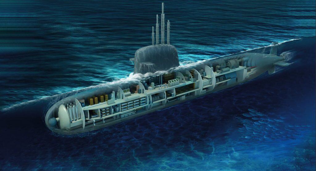 Modelo de submarino com propulsão nuclear, o SN-BR