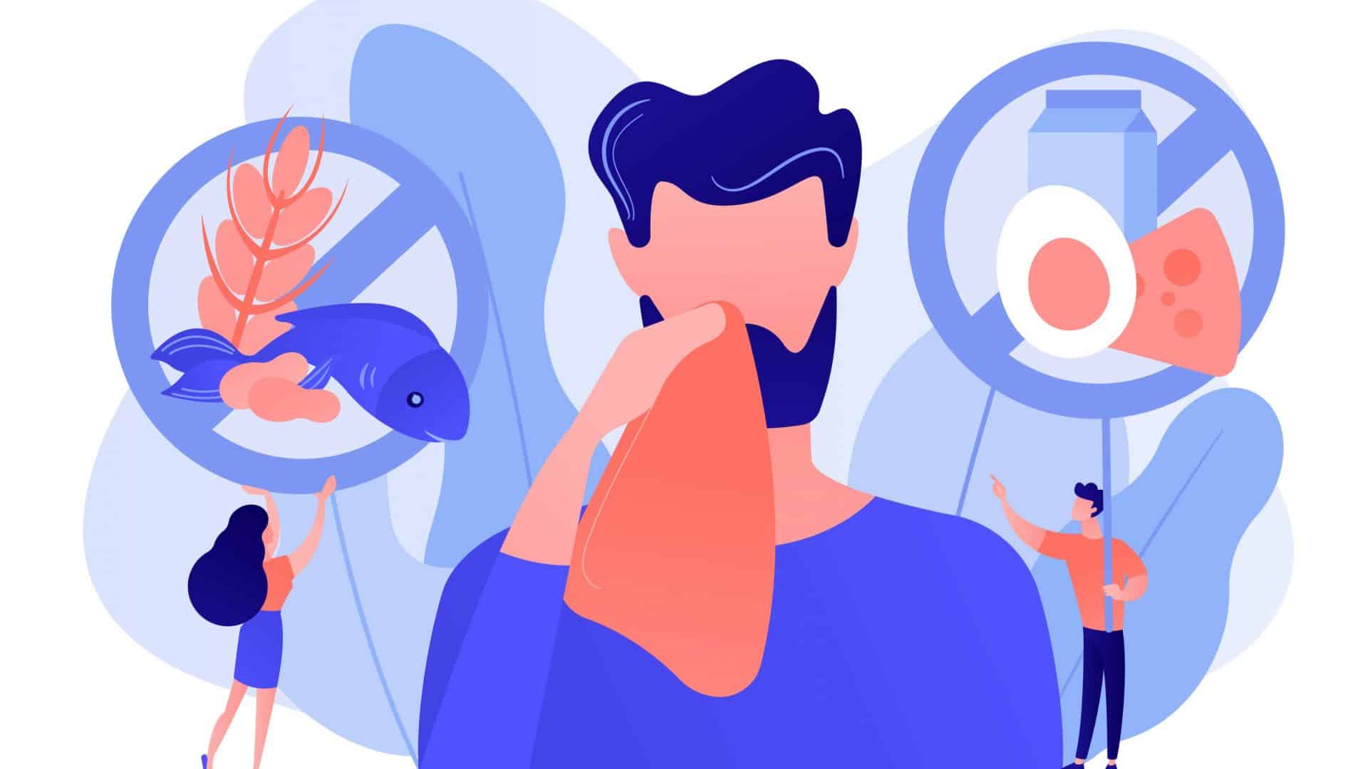 ilustração homem com restrições alimentares