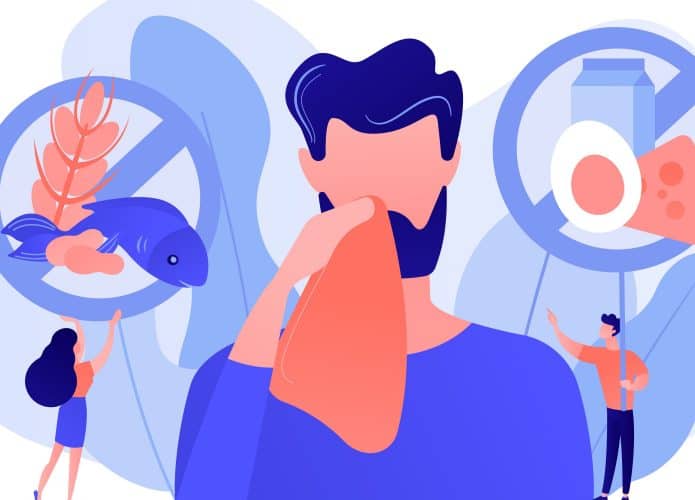 ilustração homem com restrições alimentares