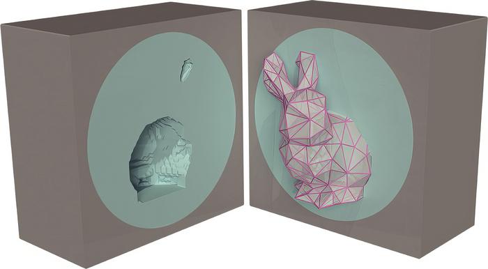 Ilustração em 3D de capa de invisibilidade em cima de estrutura com buraco