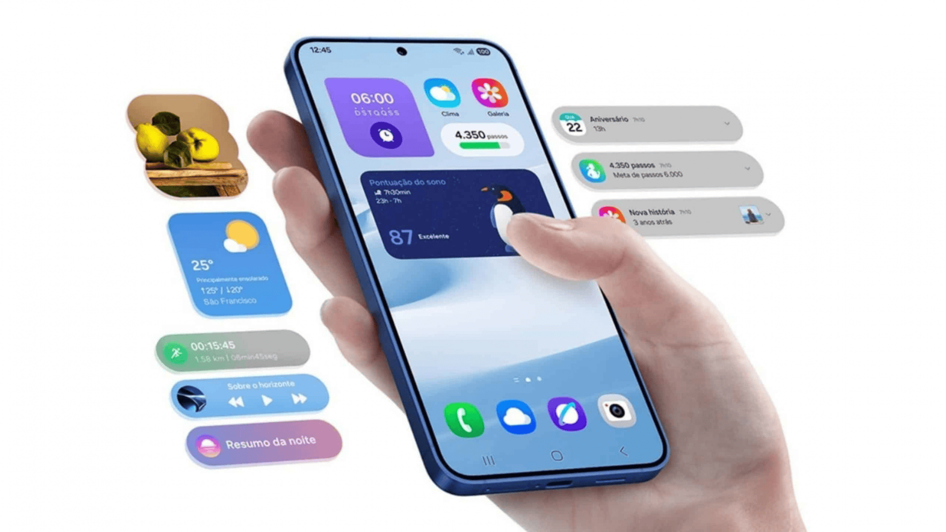 Celular com a nova interface via One UI 7