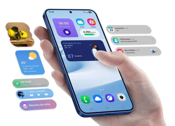 Celular com a nova interface via One UI 7