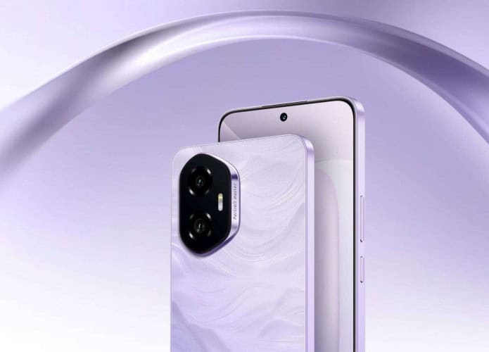 Montagem mostrando parte da frente e de trás do celular Honor 400