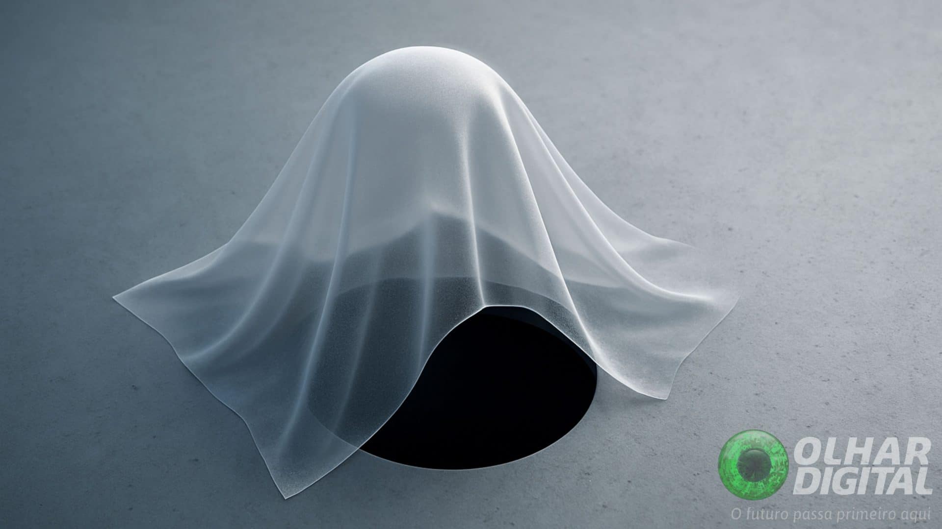 Ilustração digital de capa de invisibilidade sobre buraco no chão