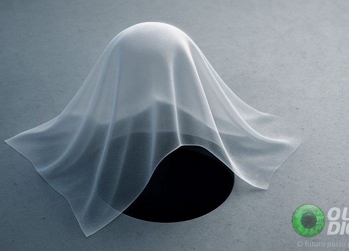 Ilustração digital de capa de invisibilidade sobre buraco no chão