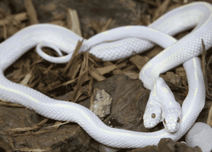 cobra branca com duas cabeças na natureza