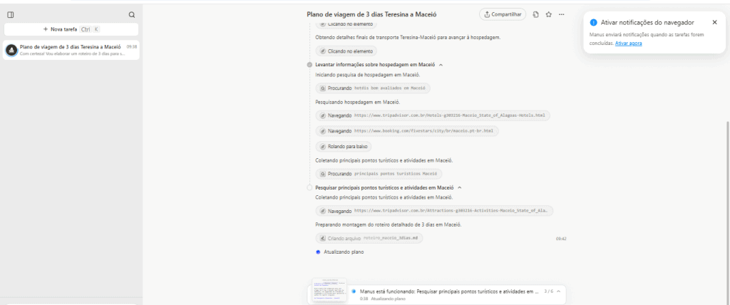 Manus em funcionament
