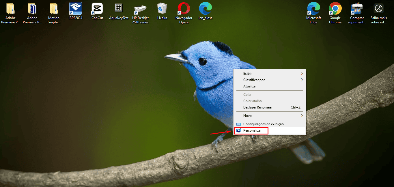 Passo 1 para mudar o wallpaper no Windows 10