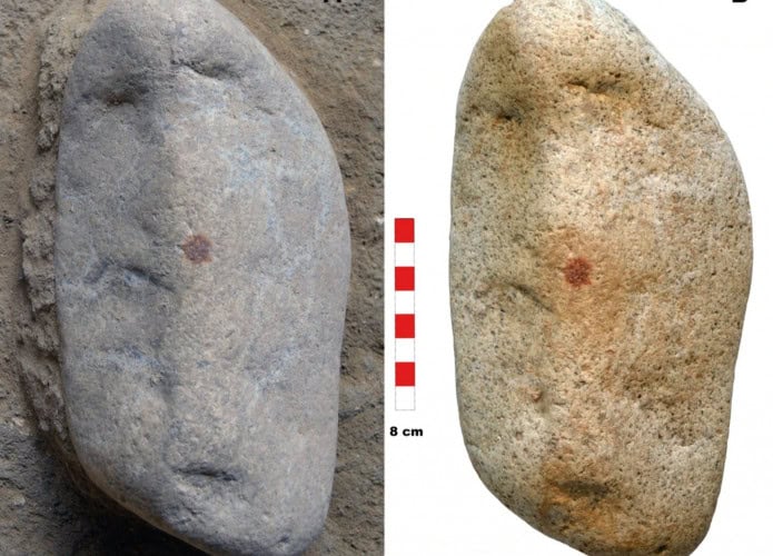 Rocha com impressão digital de neandertal
