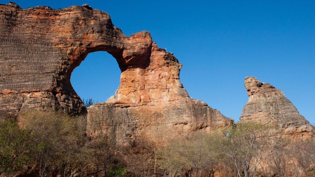 Pedra Furada, na Serra da Capivara, no Piauí