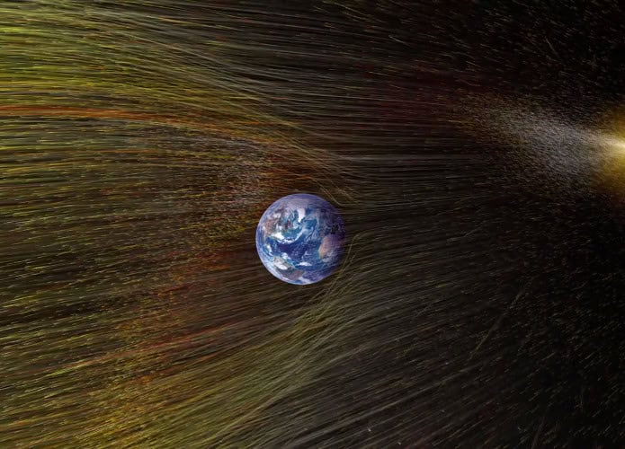 Terra recebendo ventos solares
