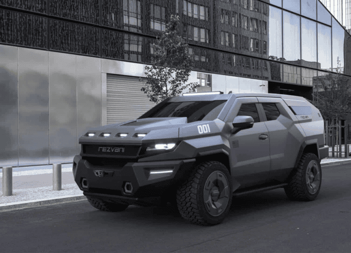 Este é o Rezvani Vengeance, um SUV blindado que atira spray de pimenta