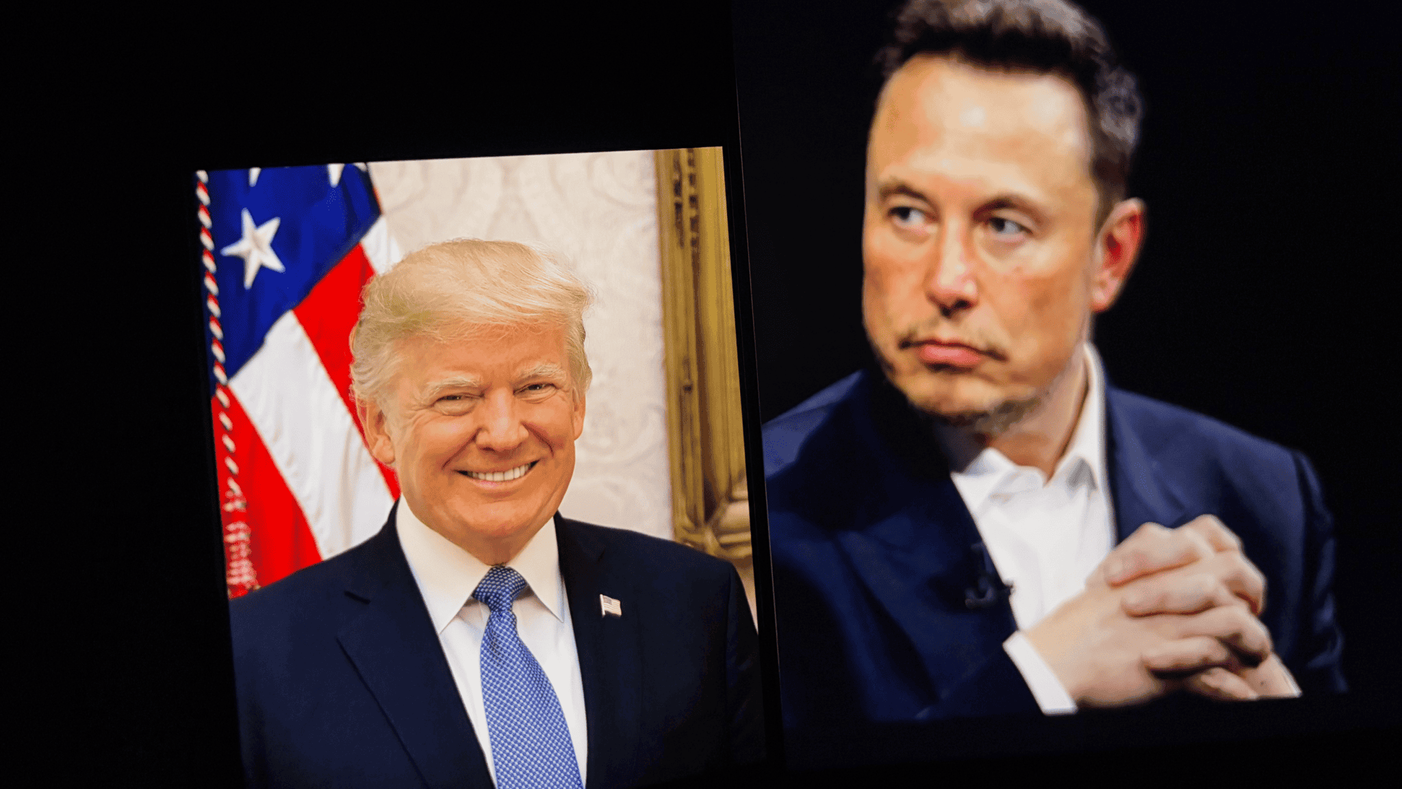 Fotos de Donald Trump e Elon Musk lado a lado