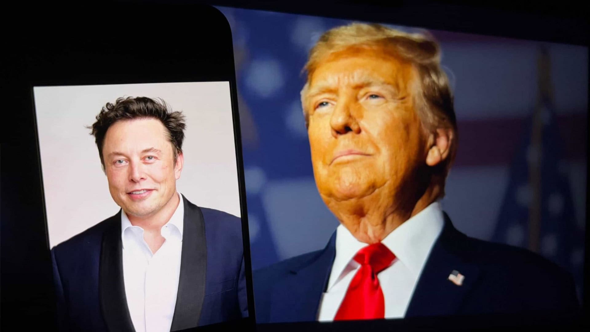 Fotos de Elon Musk e Donald Trump lado a lado