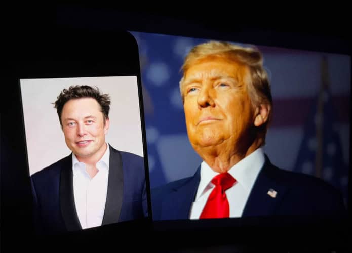 Fotos de Elon Musk e Donald Trump lado a lado