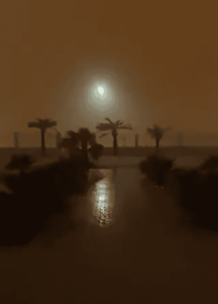 Nuvem de poeira no Oriente Médio transformando o dia em noite