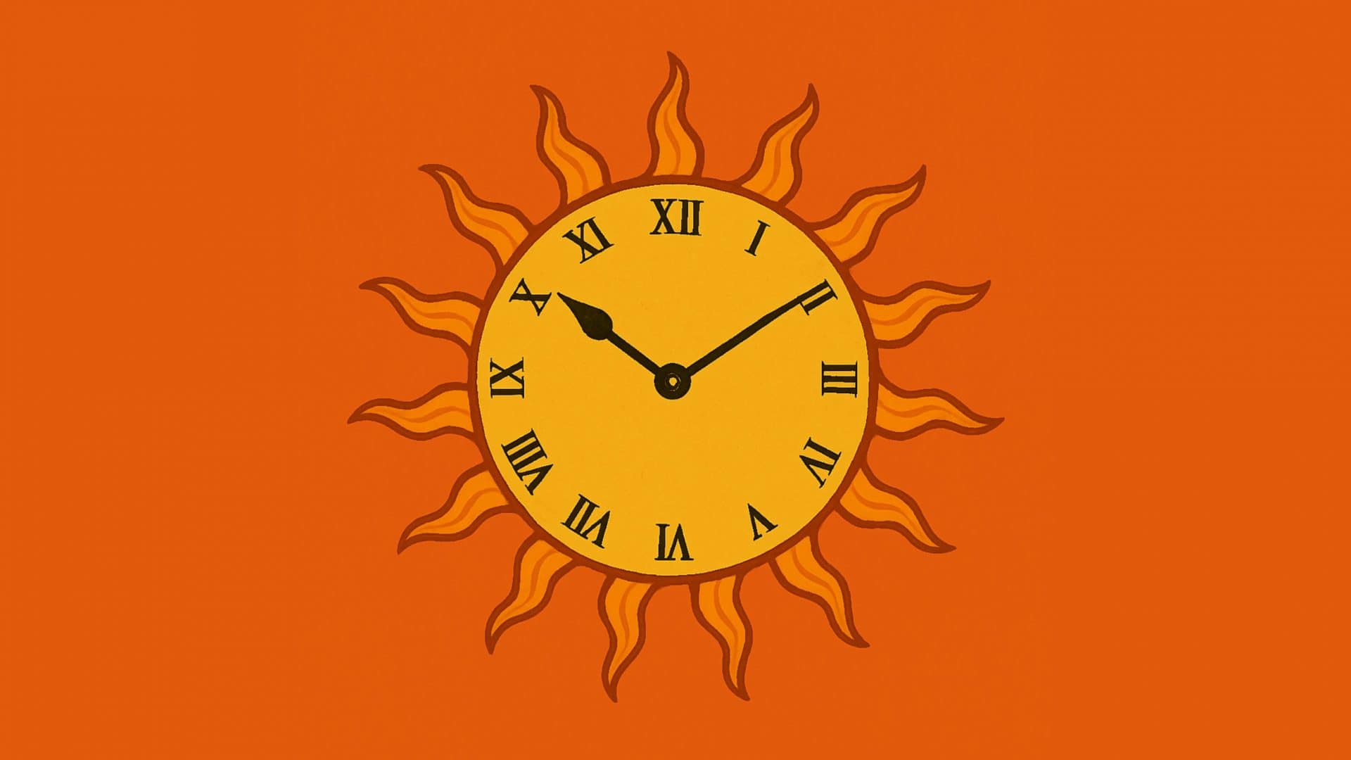 Ilustração do sol com ponteiros de relógio