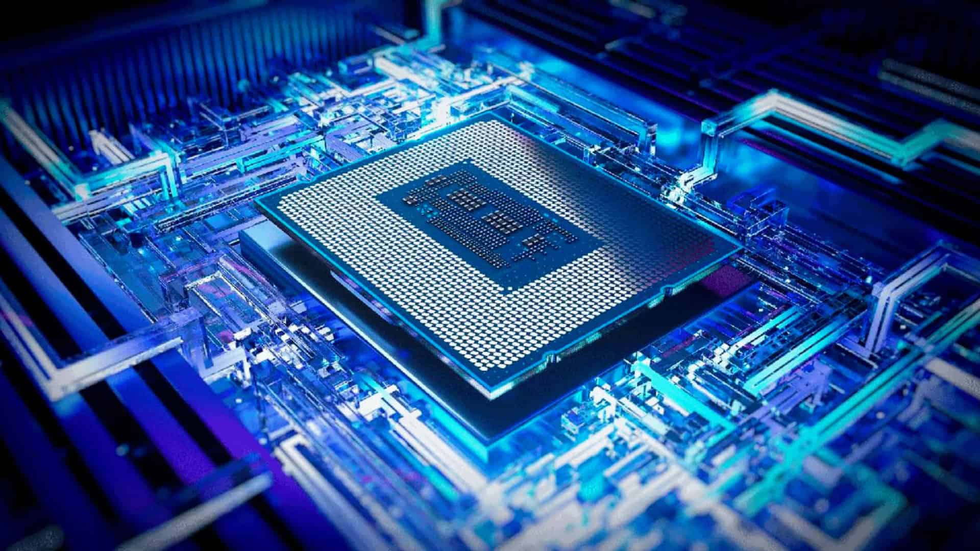 imagem mostra o chip de um processador inserido numa placa de circuitos